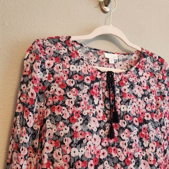J. Jill Pink & Black Floral Longsleeve Blouse Size‎ Small - Picture 8 of 13